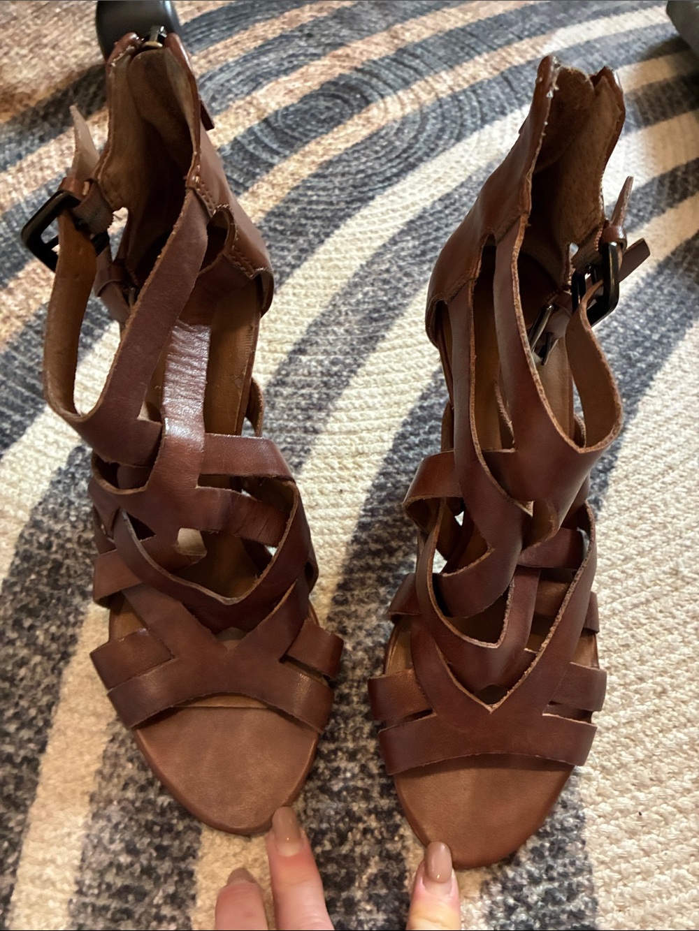 Franco Sarto Brown Strappy High Heel Gladiator Sandals